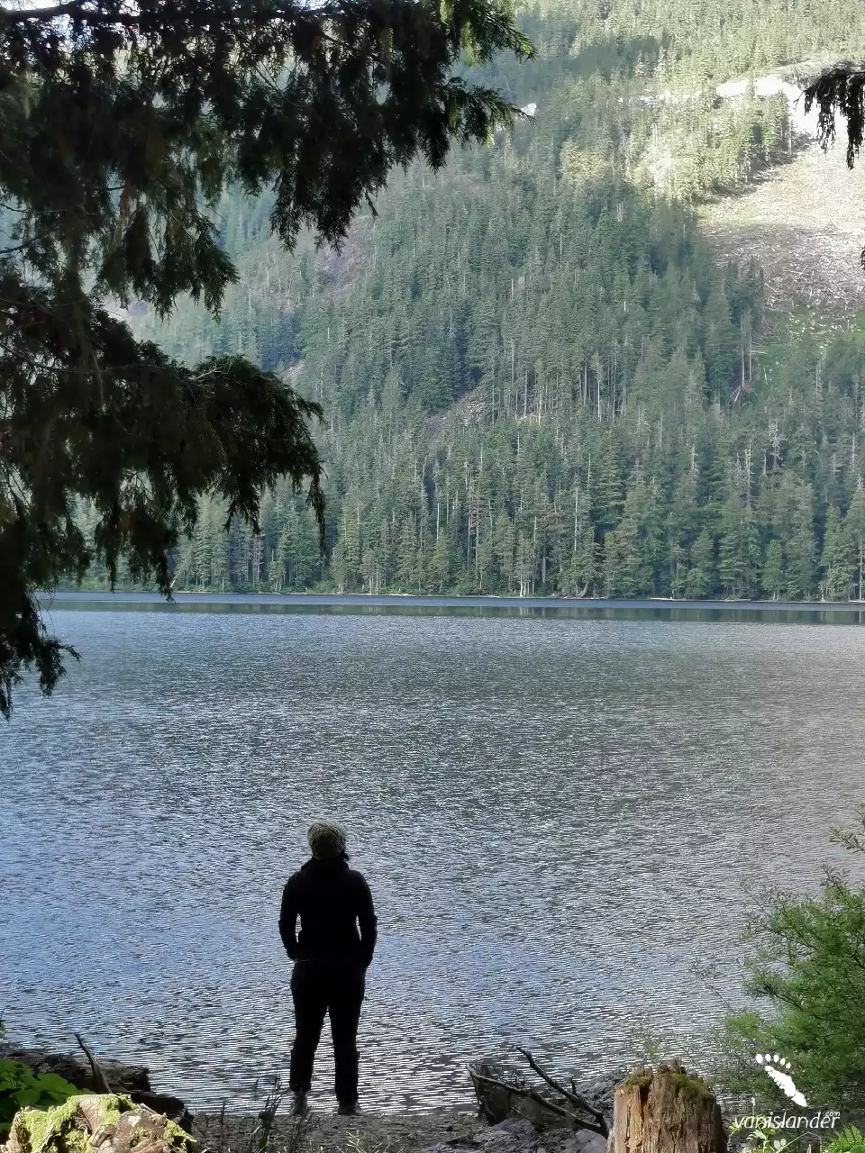 A Woman standing by the Labour Day Lake - Port Alberni,  Vancouver Island